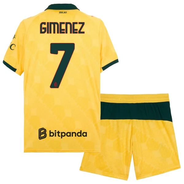 Fotbalové Dresy AC Milán Santiago Gimenez 7 Dětské Alternativní 2025-26 Fotbalové Dresy AC Milán Santiago Gimenez 7 Dětské Alternativní 2025-26