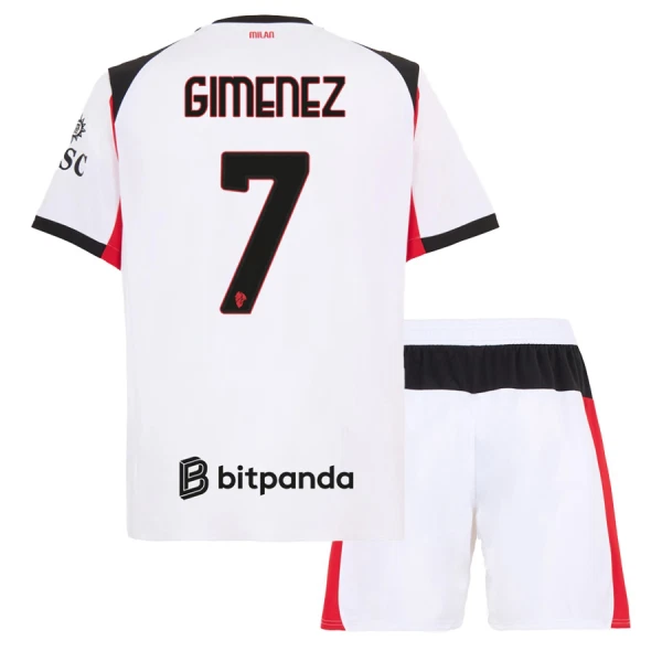 Fotbalové Dresy AC Milán Santiago Gimenez 7 Dětské Venkovní 2025-26