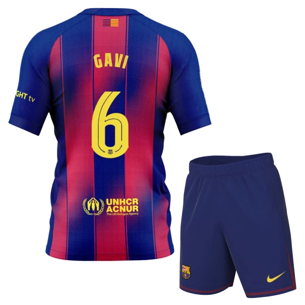 Fotbalové Dresy FC Barcelona Gavi 6 Dětské Domácí 2025-26 Fotbalové Dresy FC Barcelona Gavi 6 Dětské Domácí 2025-26