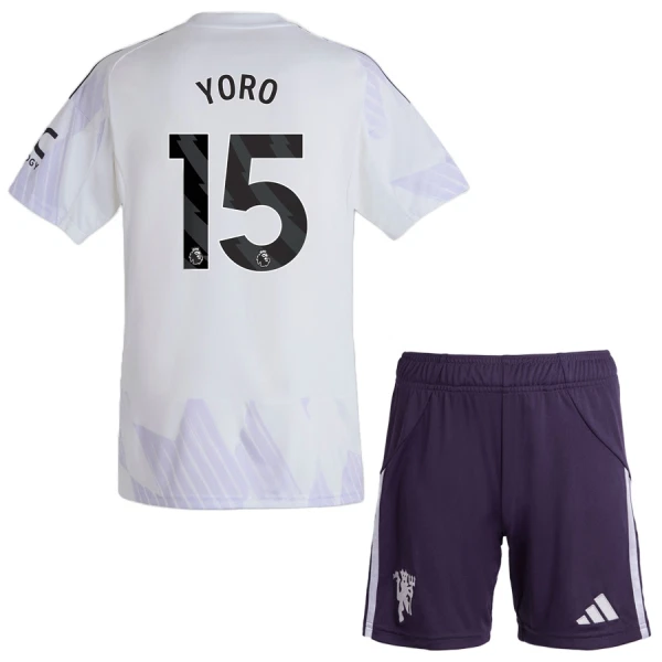 Fotbalové Dresy Manchester United Yoro 15 Dětské Venkovní 2025-26 Fotbalové Dresy Manchester United Yoro 15 Dětské Venkovní 2025-26