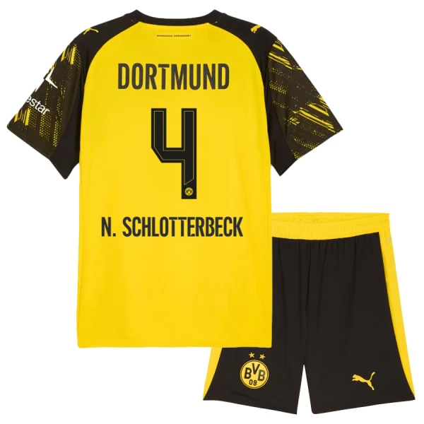 Fotbalové Dresy Borussia Dortmund N. Schlotterbeck 4 Dětské Domácí 2025-26 Fotbalové Dresy Borussia Dortmund N. Schlotterbeck 4 Dětské Domácí 2025-26