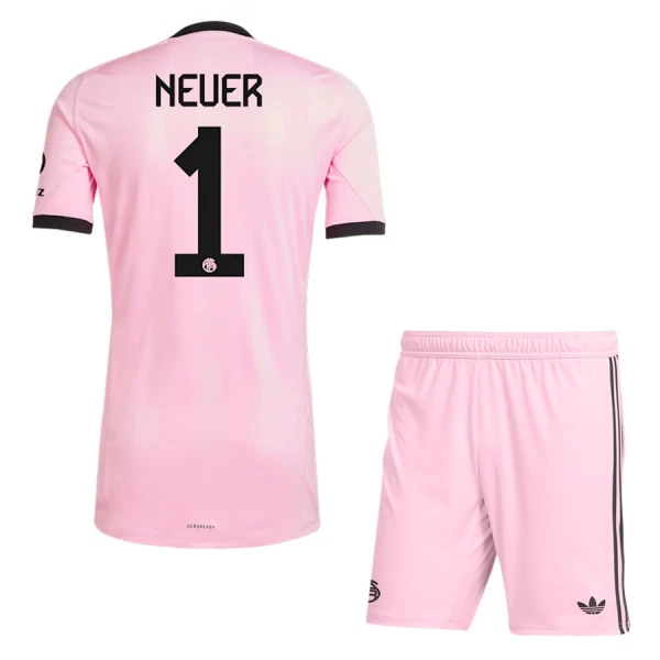 Brankářské Fotbalové Dresy FC Bayern Mnichov Manuel Neuer 1 Dětské 2025-26 Růžová Brankářské Fotbalové Dresy FC Bayern Mnichov Manuel Neuer 1 Dětské 2025-26 Růžová