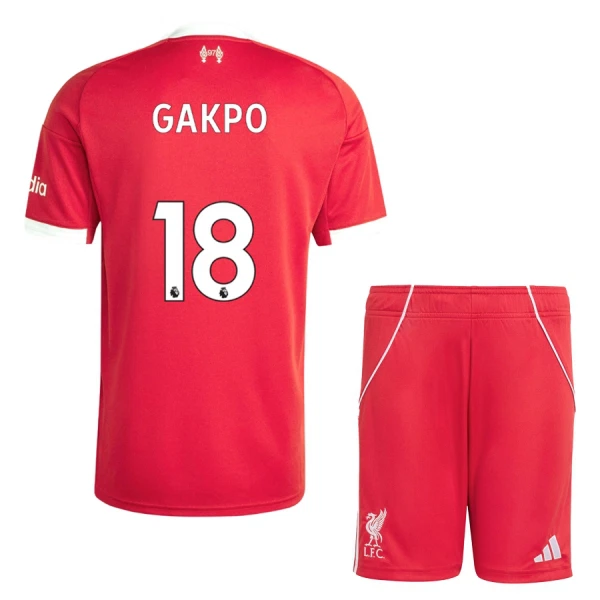 Fotbalové Dresy Liverpool FC Cody Gakpo 18 Dětské Domácí 2025-26 Fotbalové Dresy Liverpool FC Cody Gakpo 18 Dětské Domácí 2025-26