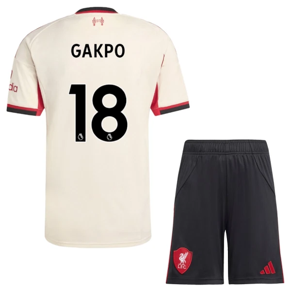 Fotbalové Dresy Liverpool FC Cody Gakpo 18 Dětské Venkovní 2025-26 Fotbalové Dresy Liverpool FC Cody Gakpo 18 Dětské Venkovní 2025-26