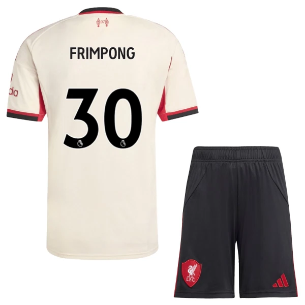 Fotbalové Dresy Liverpool FC Jeremie Frimpong 30 Dětské Venkovní 2025-26 Fotbalové Dresy Liverpool FC Jeremie Frimpong 30 Dětské Venkovní 2025-26