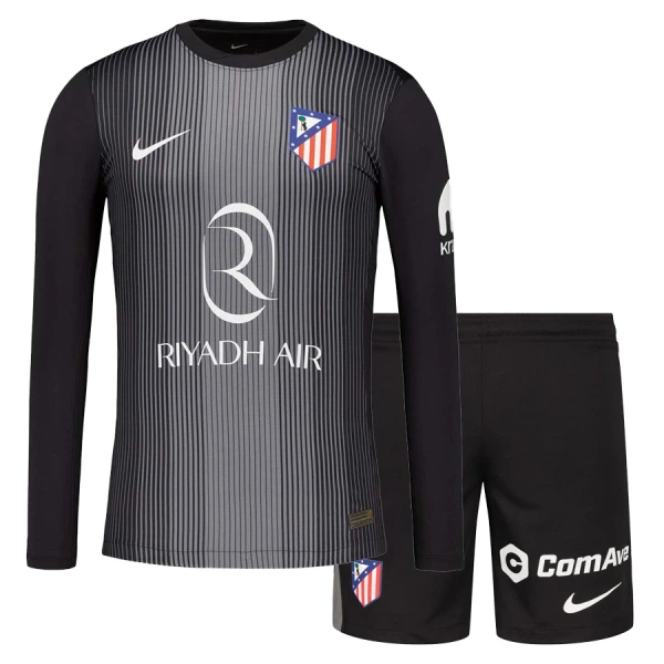 Brankářské Fotbalové Dresy Atlético Madrid Dětské 2025-26 Černá Dlouhý Rukáv