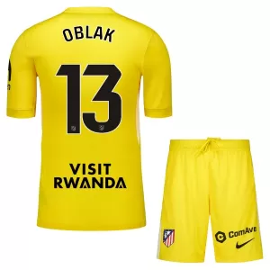 Brankářské Fotbalové Dresy Atlético Madrid Jan Oblak 13 Dětské 2025-26 Žlutá Brankářské Fotbalové Dresy Atlético Madrid Jan Oblak 13 Dětské 2025-26 Žlutá