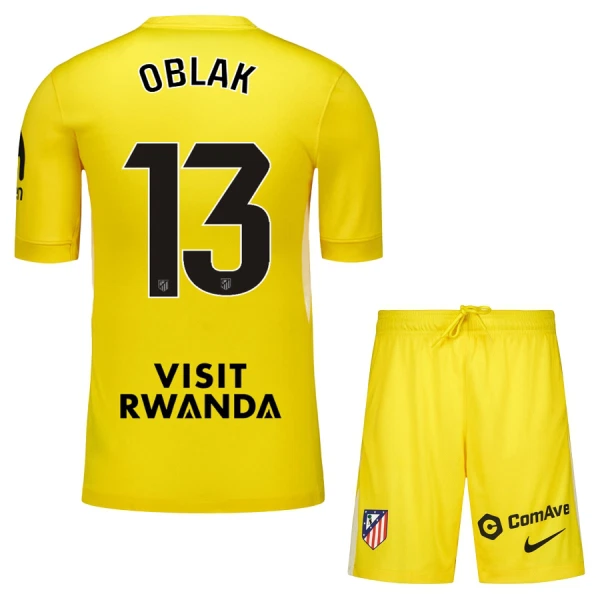 Brankářské Fotbalové Dresy Atlético Madrid Jan Oblak 13 Dětské 2025-26 Žlutá