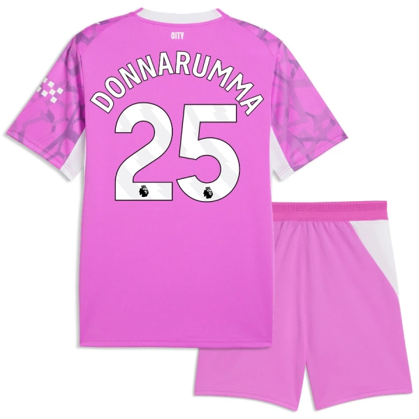 Brankářské Fotbalové Dresy Manchester City Gianluigi Donnarumma 25 Dětské Venkovní 2026-27 Růžová Brankářské Fotbalové Dresy Manchester City Gianluigi Donnarumma 25 Dětské Venkovní 2026-27 Růžová