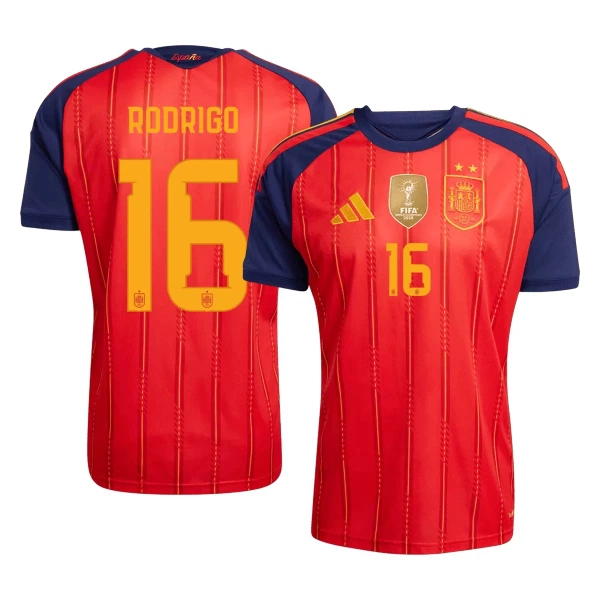 Fotbalové Dresy Španělsko 2 Stars Rodrigo Hernández 16 Domácí MS 2026