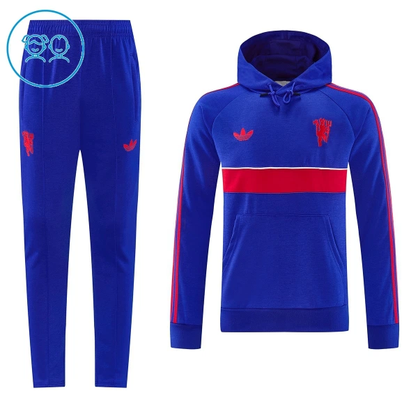 Manchester United Hoodie Tréninkové Teplákové Soupravy Dětské 2026-27 Modrá