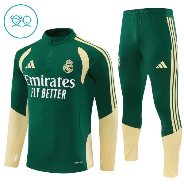 Real Madrid Tréninkové Teplákové Soupravy Dětské 2026-27 Zelená